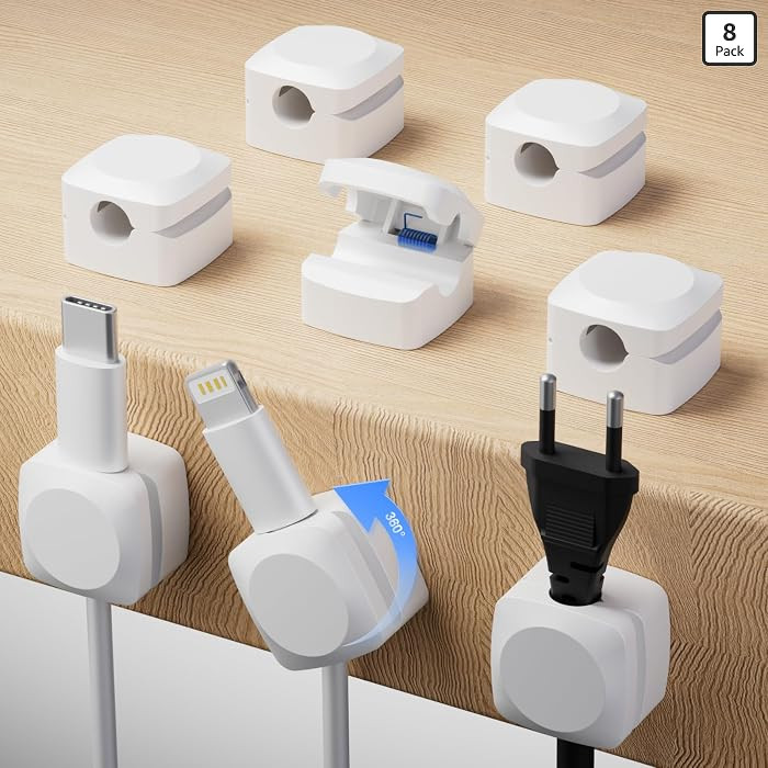 Rotatable Cord Organizer, Enhanced Spring Cable Clips, Strong Adhesive Cable Management, Desk Cor... | Amazon (US)
