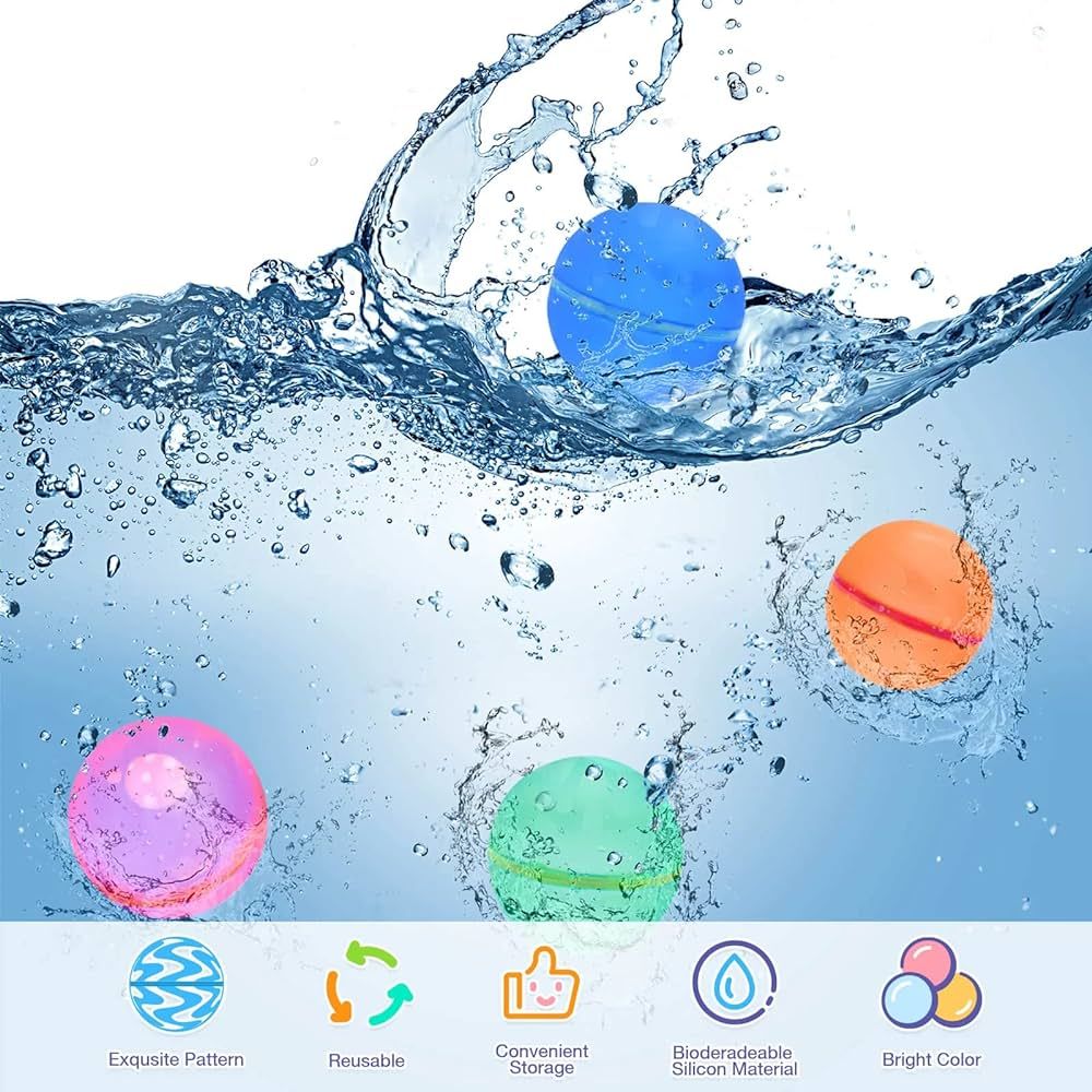 ZUPIIY Reusable Water Balloons, Summer Water Toys, Outdoor Toys, Pool Toys, Self-Sealing Water Bo... | Amazon (US)