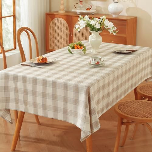 TruDelve Cloth Tablecloth Rectangular Beige Checkered Cotton Table Cloths Farmhouse Fall Tableclo... | Amazon (US)
