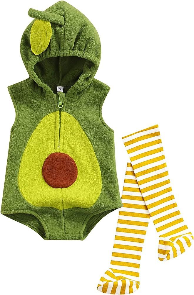 VISGOGO Toddler Infant Baby Boy Girl Avocado Pineapple Fruit Fancy Costume Hooded Romper Jumpsuit... | Amazon (US)