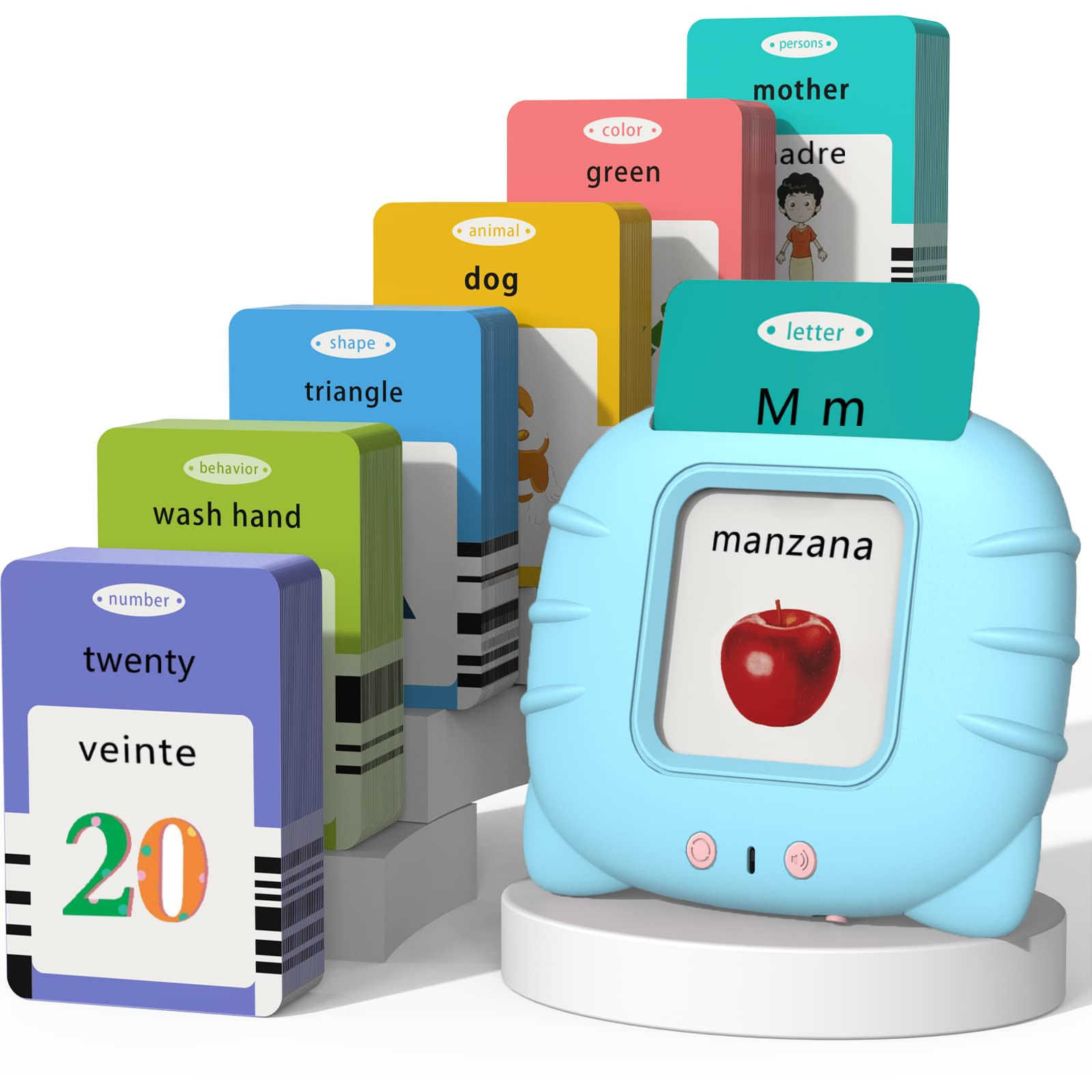 Spanish & English Talking Flash Cards for Toddlers 1 2 3 4 5 6, Audible Toys for Kids to Learn Sp... | Amazon (US)