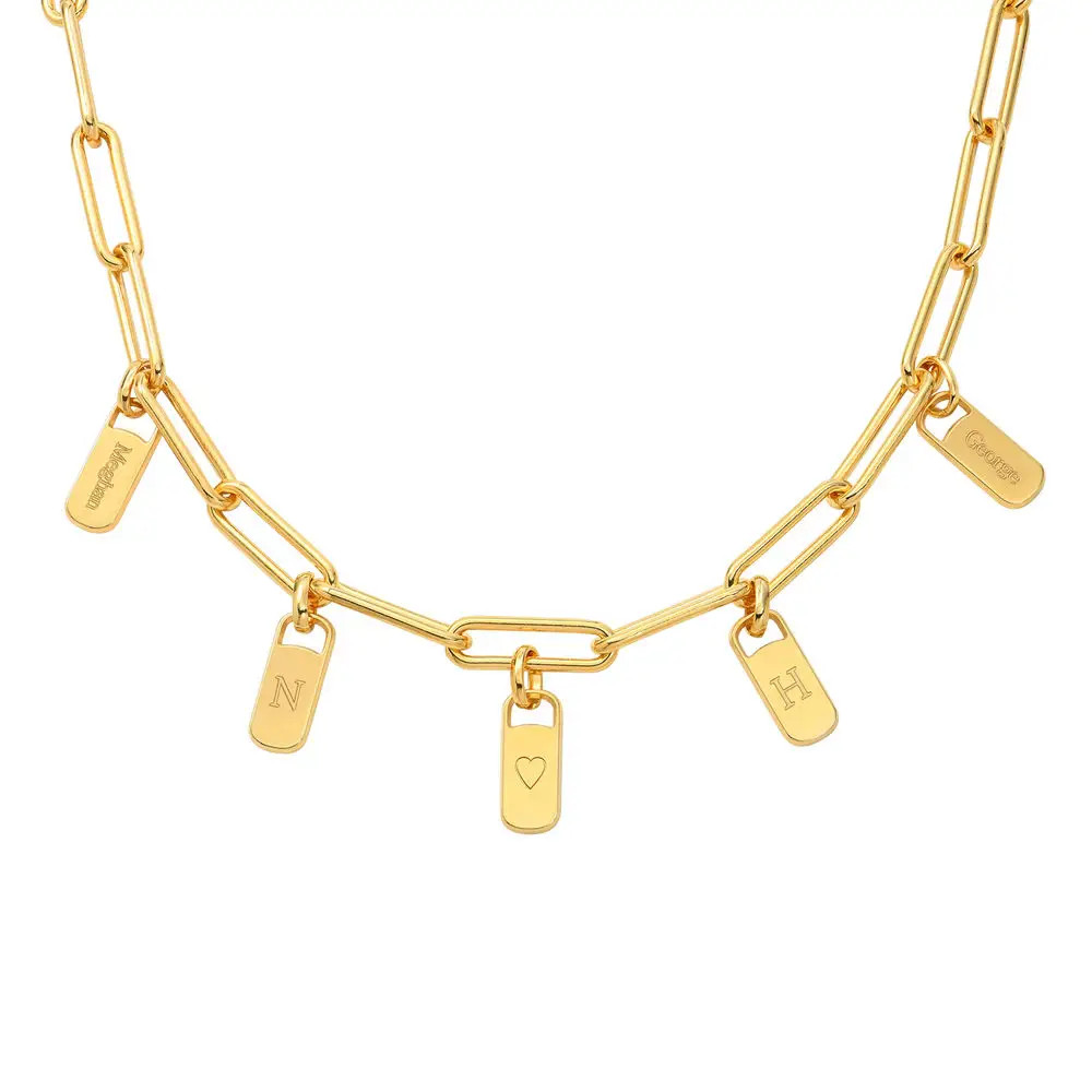 Rory Paperclip Necklace with Custom Charms in Gold Vermeil | MYKA