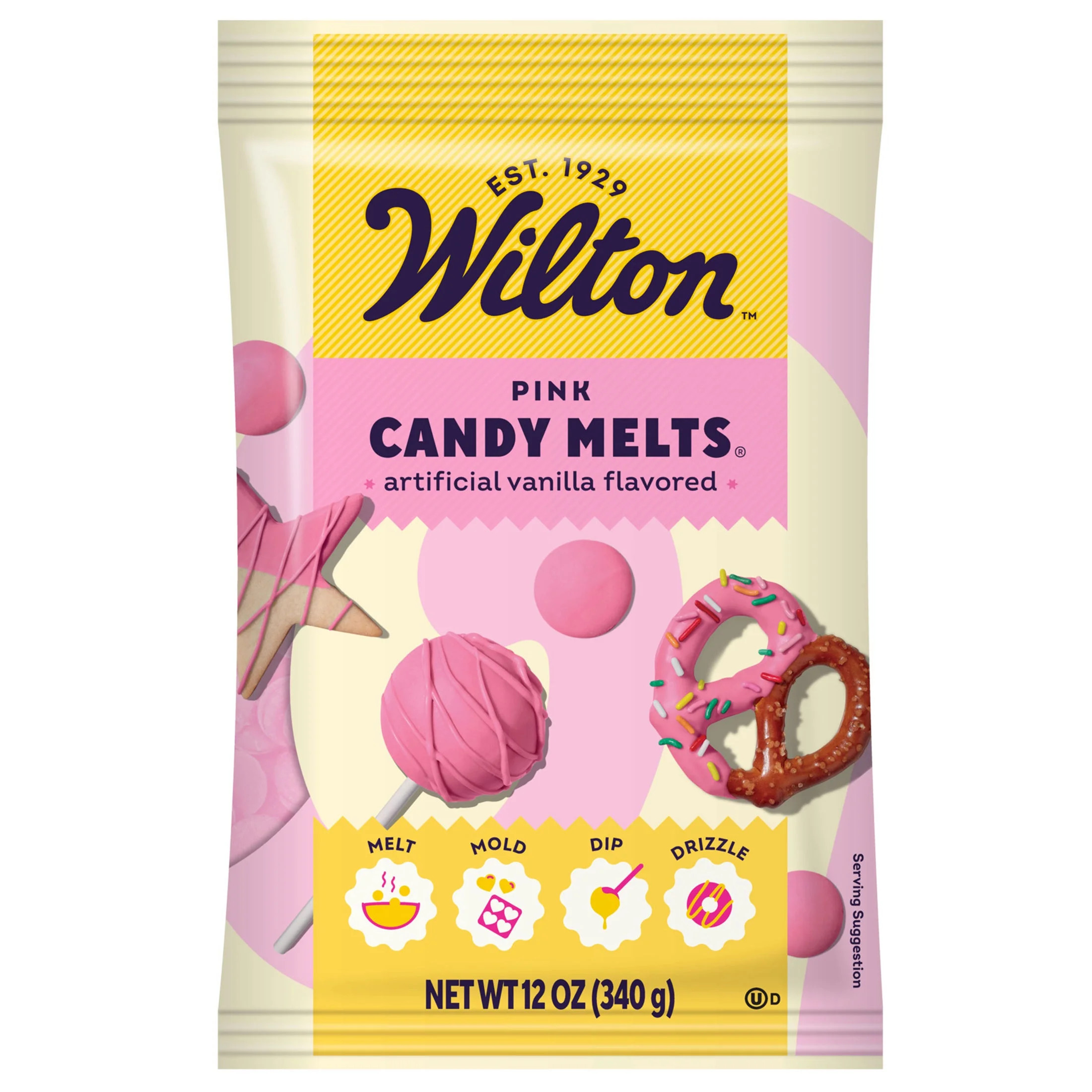 Wilton Pink Candy Melts Vanilla-Flavored 12oz. Bag for Baking & Candy Making Wafer Chips | Walmart (US)