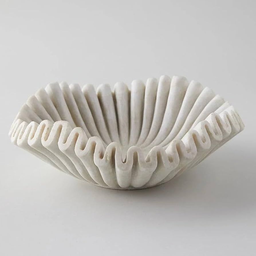 Marble Ruffle Bowl (9 Inches), Marble Scallop Bowl, Marble Decorative Bowl, Marble Fluted Bowl, M... | Amazon (US)