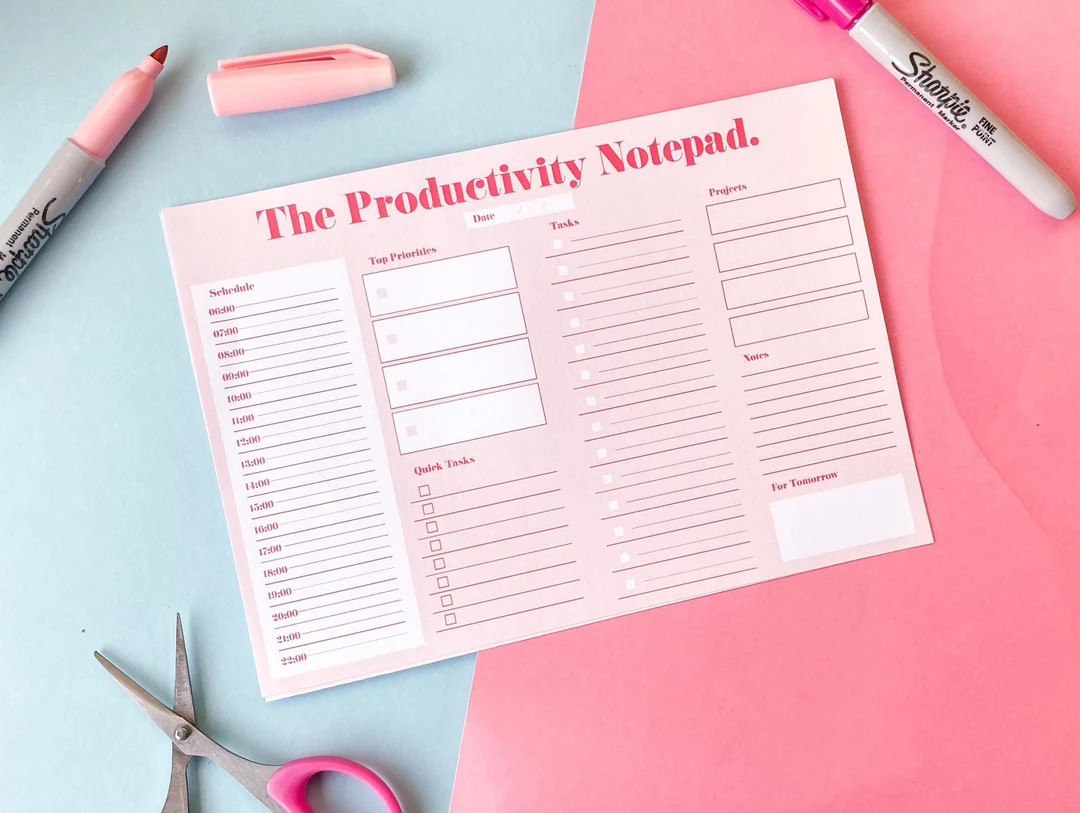 Productivity Notepad A4 or A5 Pink & Red 40 Pages Tear off Page Schedule Tasks to Do List Notes M... | Etsy (US)