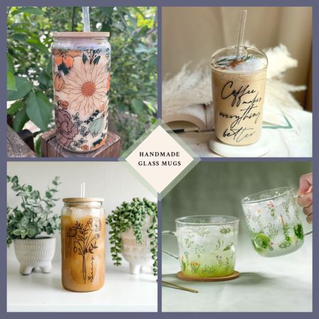 Handmade Glass Coffee Mugs & Tea Glasses from Etsy | Support small creatives on Etsy and show your coffee love with these pretty glass tea and coffee mugs!

#LTKfamily #LTKhome #LTKFind
