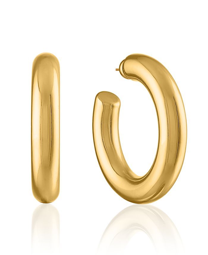 OMA THE LABEL Women's Chubby Large 18K Gold-Plated Brass Hoops Earrings & Reviews - Earrings - Je... | Macys (US)