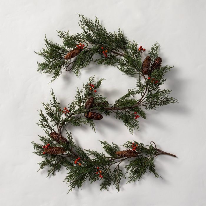 6' Faux Red Berries with Pinecones Garland - Hearth & Hand™ with Magnolia | Target