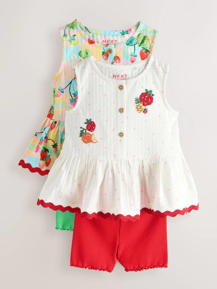 Red/Green Strawberry Vest and Shorts Set 2 Pack (3mths-7yrs) | Next US