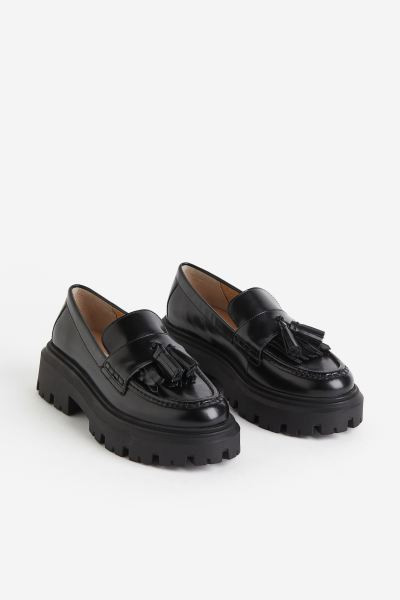 Chunky Leather Loafers - Low heel - Black - Ladies | H&M AU | H&M (AU)
