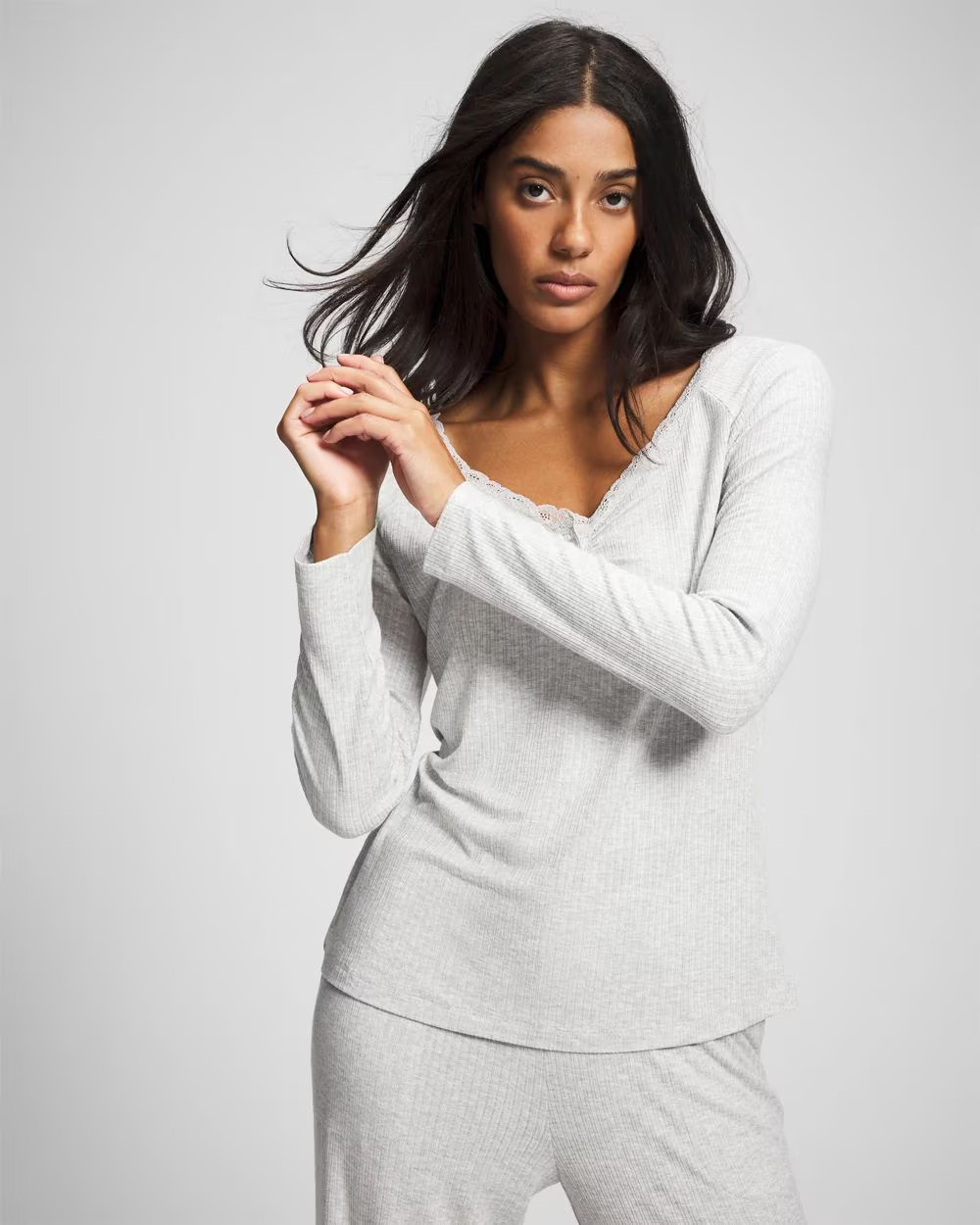 Pointelle Long Sleeve Pajama Top | Soma | SOMA