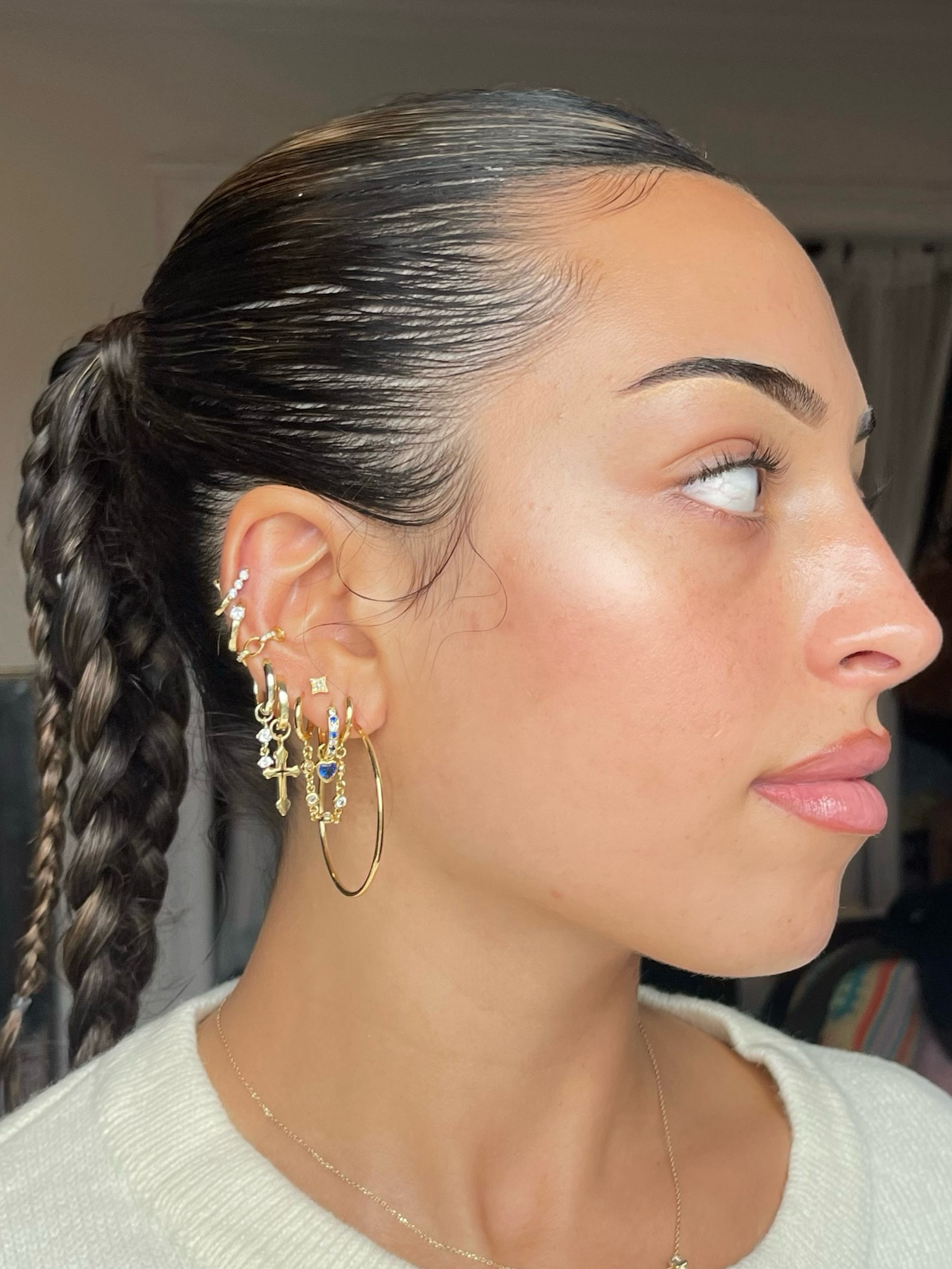 Gold earring stack 