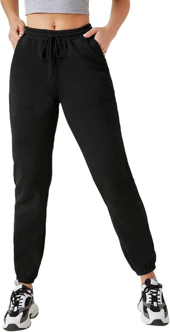 MakeMeChic Women's Drawstring Waist Sweatpants Casual Jogger Pants with Pocket | Amazon (US)