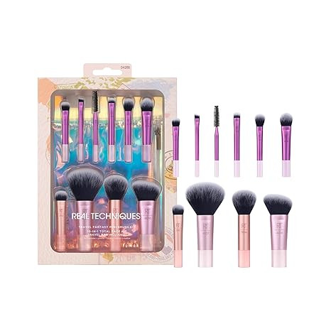 Real Techniques 11 Piece Travel Fantasy Mini Brush Set, Travel Size Makeup Brushes For Foundation... | Amazon (US)