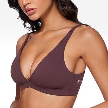 INGIA Womens Deep V-Neck Sports Bra Padded Low Impact Fitness Yoga Bra U Back Wireless Workout Br... | Amazon (US)