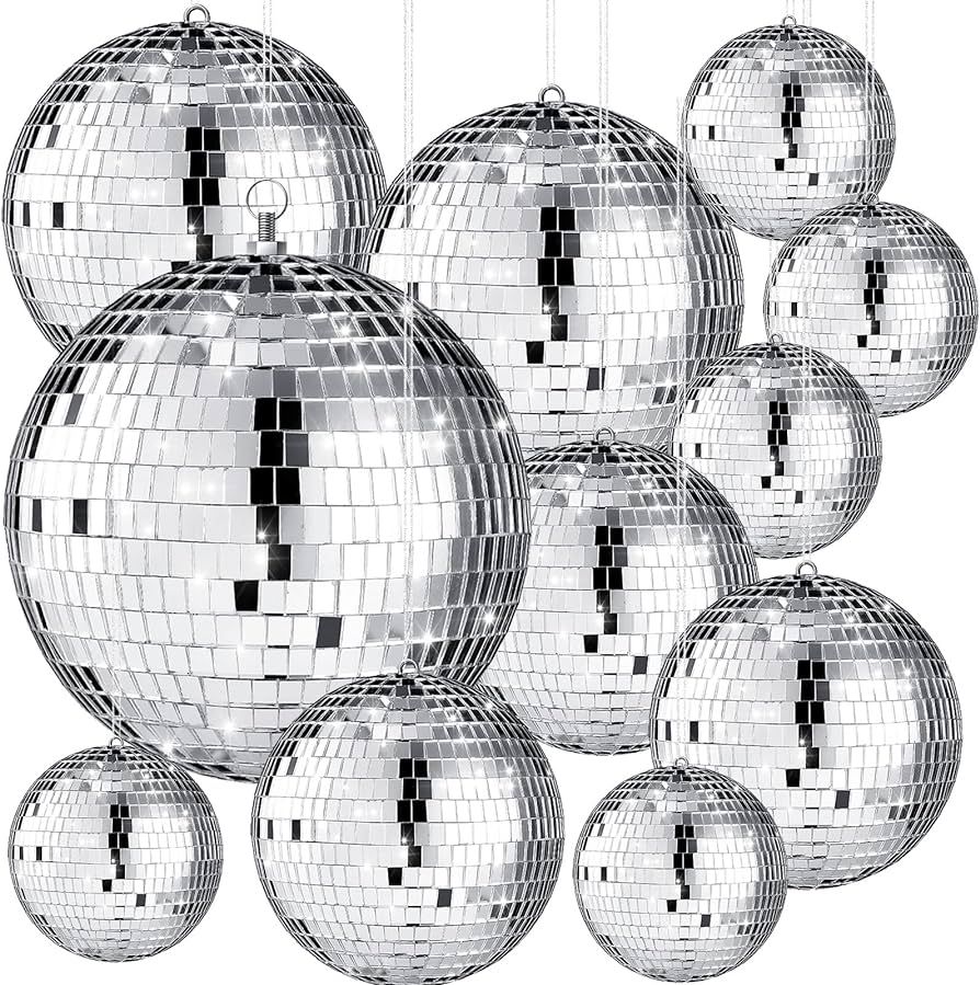 Libima 12 Pcs Christmas Disco Ball Hanging Decoration Mirror Disco Balls Ornaments Silver Disco B... | Amazon (US)