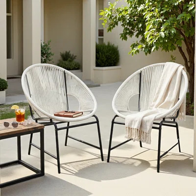 Outdoor Patio Lounge Chair, Wicker Chair With Iron Frame For Gardens, Backyards And Decks(Set Of 2) | Wayfair North America