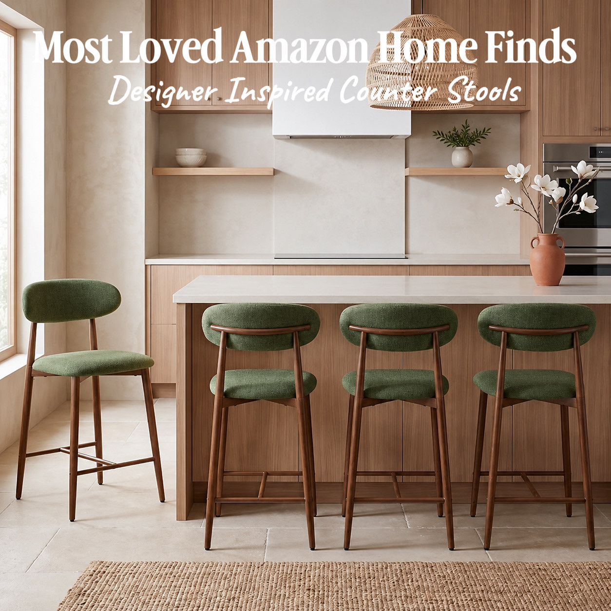 Amazon home finds that make a kitchen look so much more expensive, starting with these designer-inspired counter stools in boucle, upholstered and warm wood styles. #affiliatelink I rounded up some of my favorite Amazon counter stools, kitchen island seating and bar stools for creating a warm neutral kitchen, plus designer-inspired pendant lighting that gives the same elevated look for less. Save these Amazon kitchen finds if you’re planning a kitchen refresh or looking for affordable home decor and furniture with a high-end feel.

#LTKHome #LTKSaleAlert #LTKmomlife