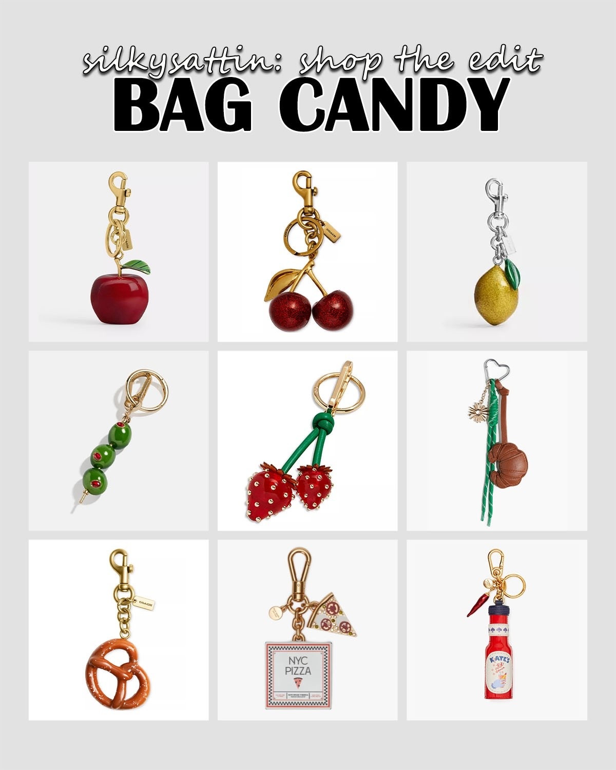 Shop the Edit: Bag Candy

Accessorize your handbag with charms. There are so many options, you’re bound to find one (or a few) that speak to your style.

Perfect stocking stuffer this holiday season.

#charms #keychain #handbag #bag #gift

#LTKGiftGuide #LTKSaleAlert #LTKFindsUnder50