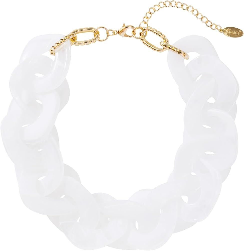 Bocar Statement Chunky Acrylic Cuban Choker Necklace Fashion Bib Collar Chain Necklace for Women(... | Amazon (US)
