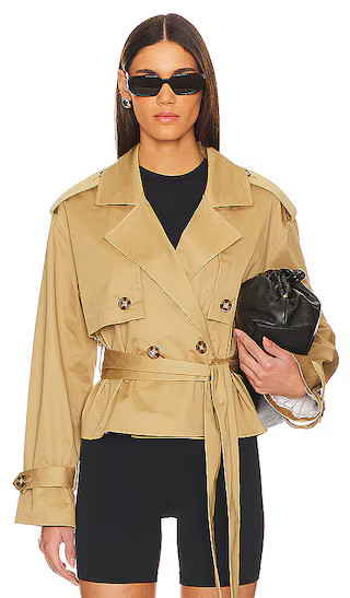 The Cropped Charles Trench Coat in Sand | Revolve Clothing (Global)
