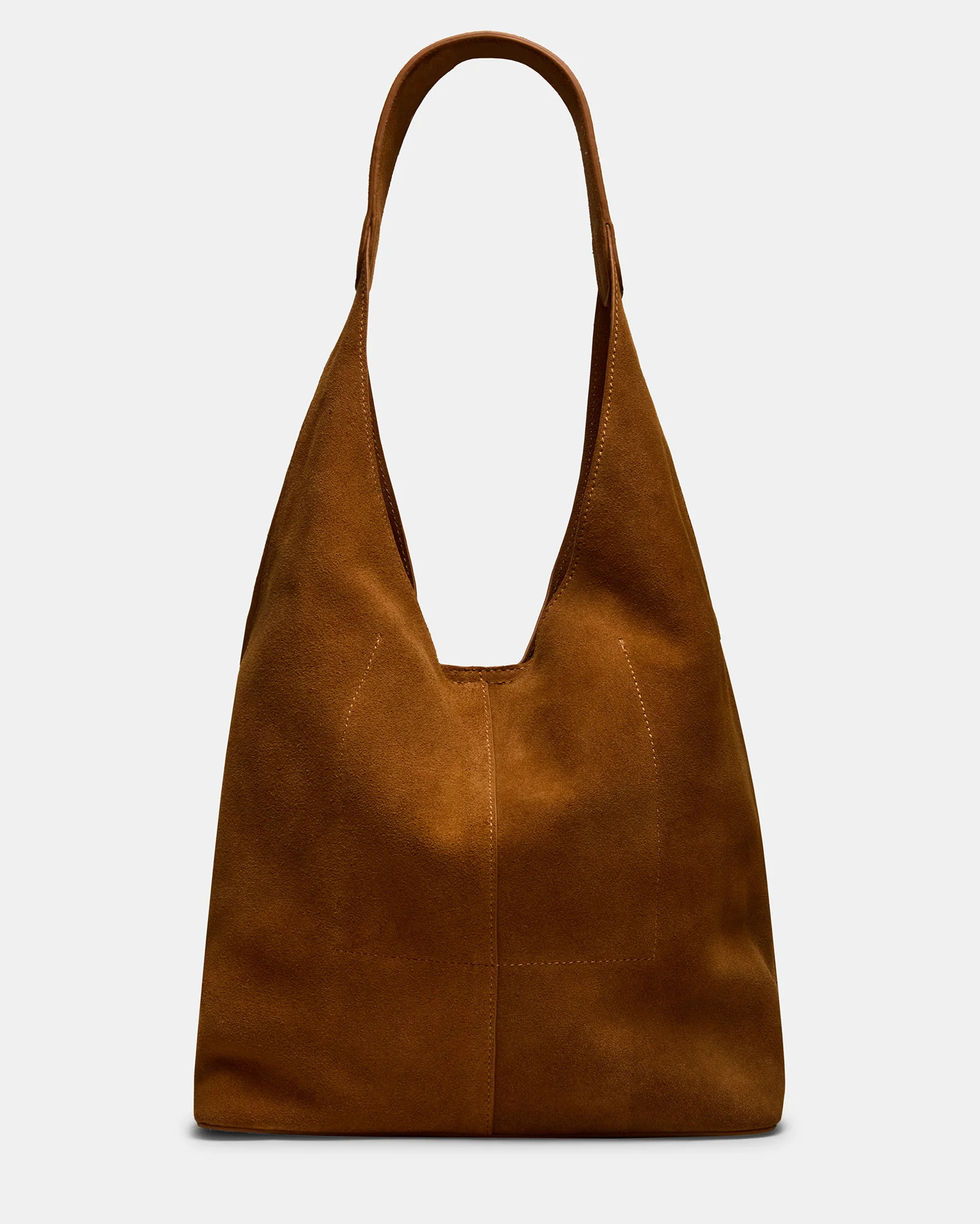 AUTUMN Bag Tobacco Shoulder Strap Slouchy Hobo Suede Tote Handbag | Steve Madden (US)