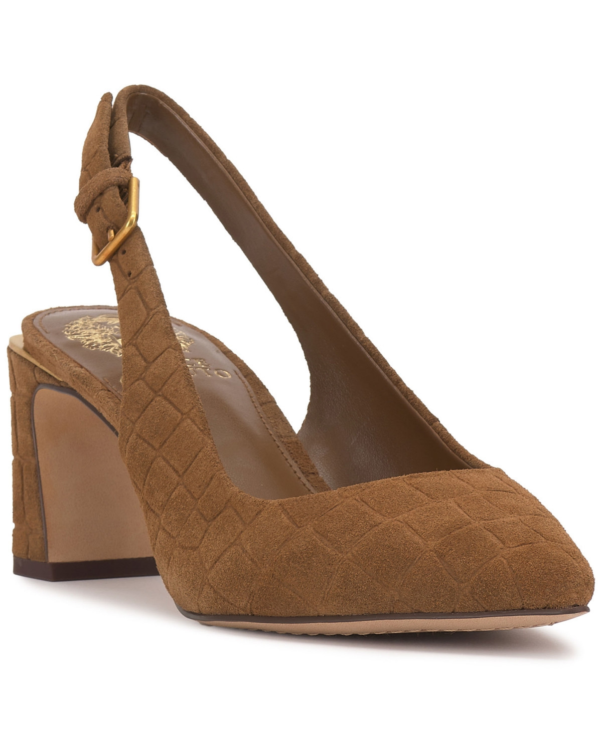 Vince Camuto Women's Hamden-b Slingback Pumps - Fawn Embossed Croco Suede | Macy's