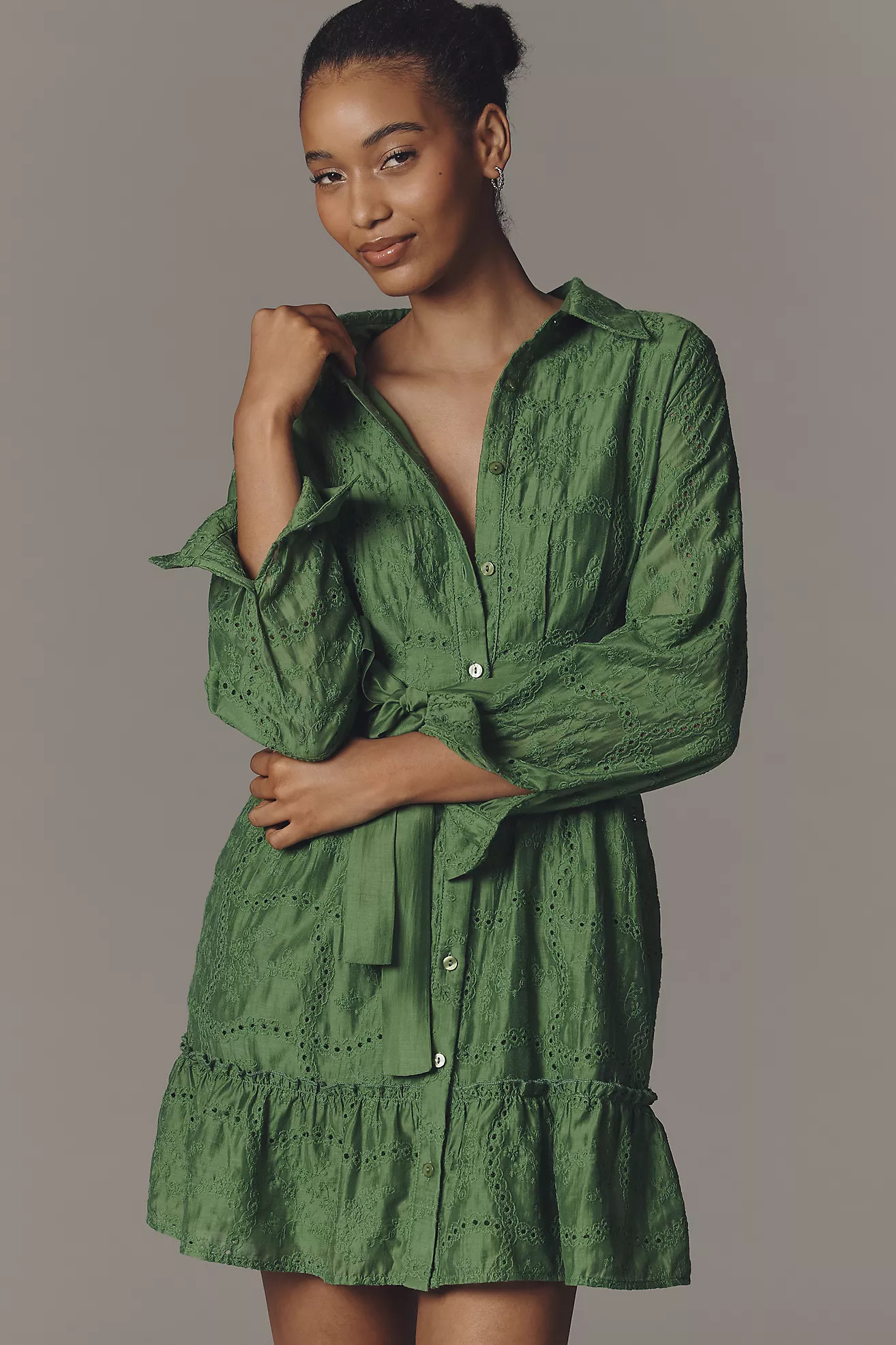 Greylin Tabitha Long-Sleeve Embroidered Mini Dress | Anthropologie (US)