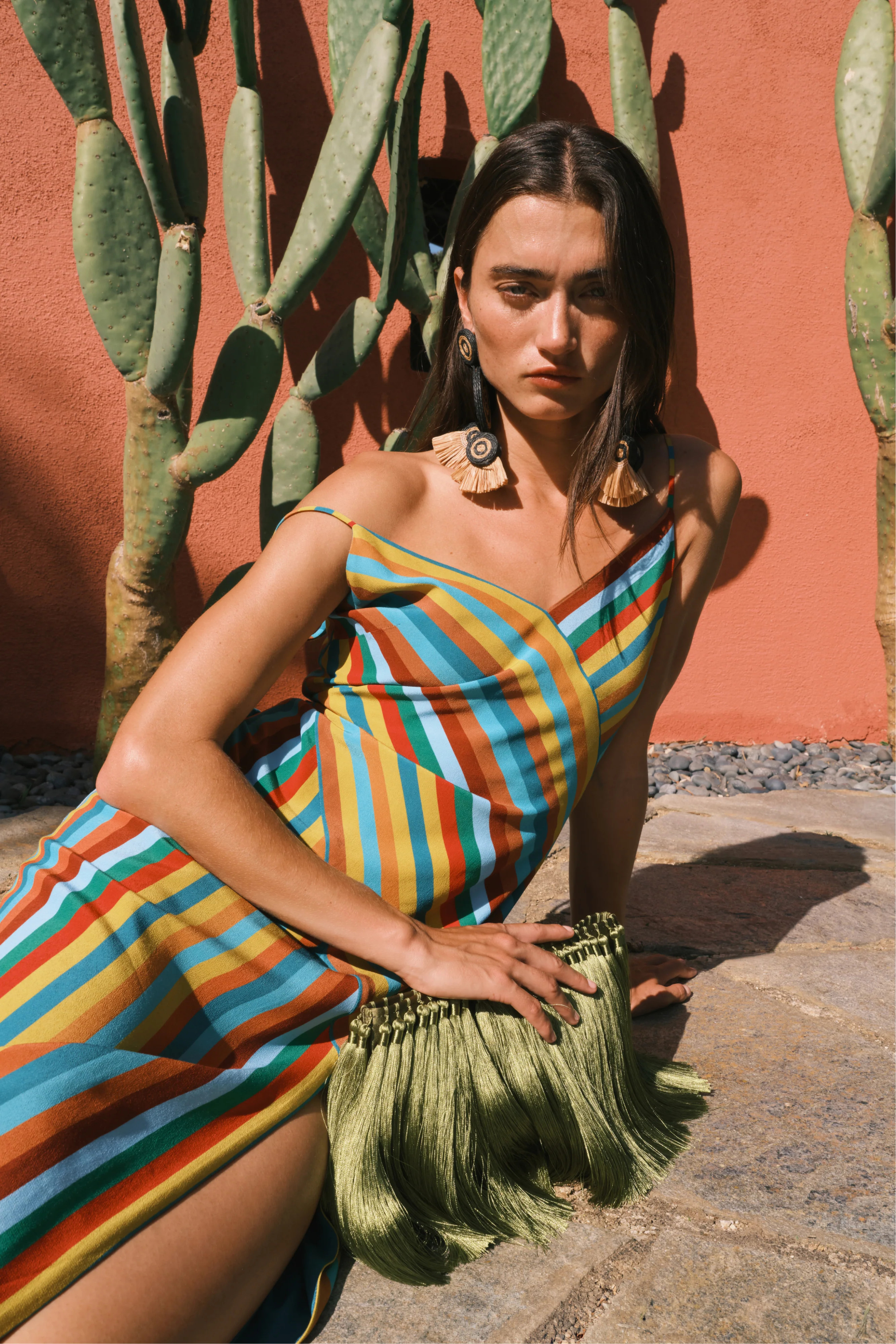 Maude Crepe Dress In Vibrant Multi Stripe | Simon Miller
