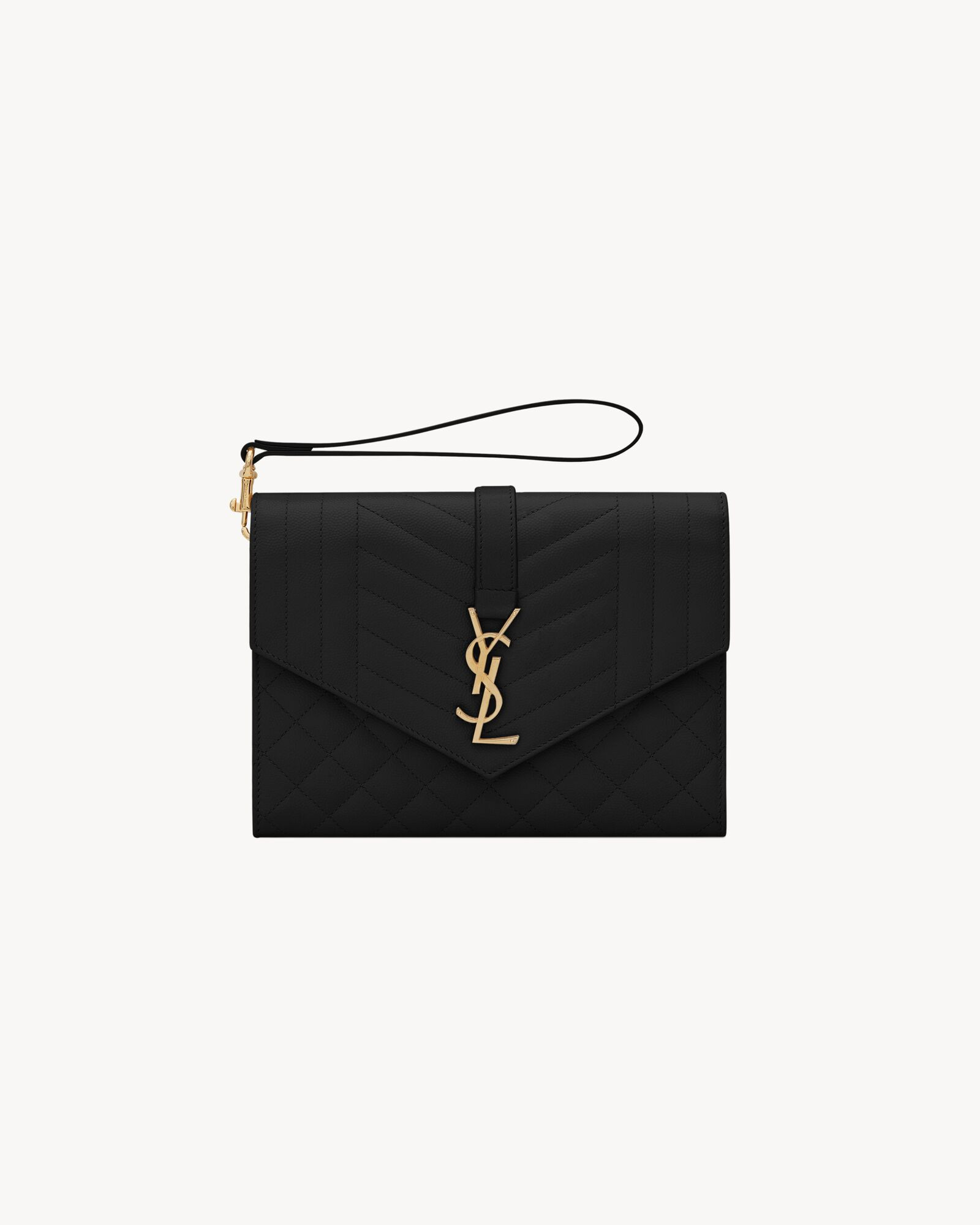 monogram clutch in quilted grain de poudre embossed leather | Saint Laurent Inc. (Global)