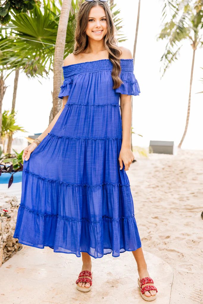 Create Your Joy Royal Blue Tiered Midi Dress | The Mint Julep Boutique