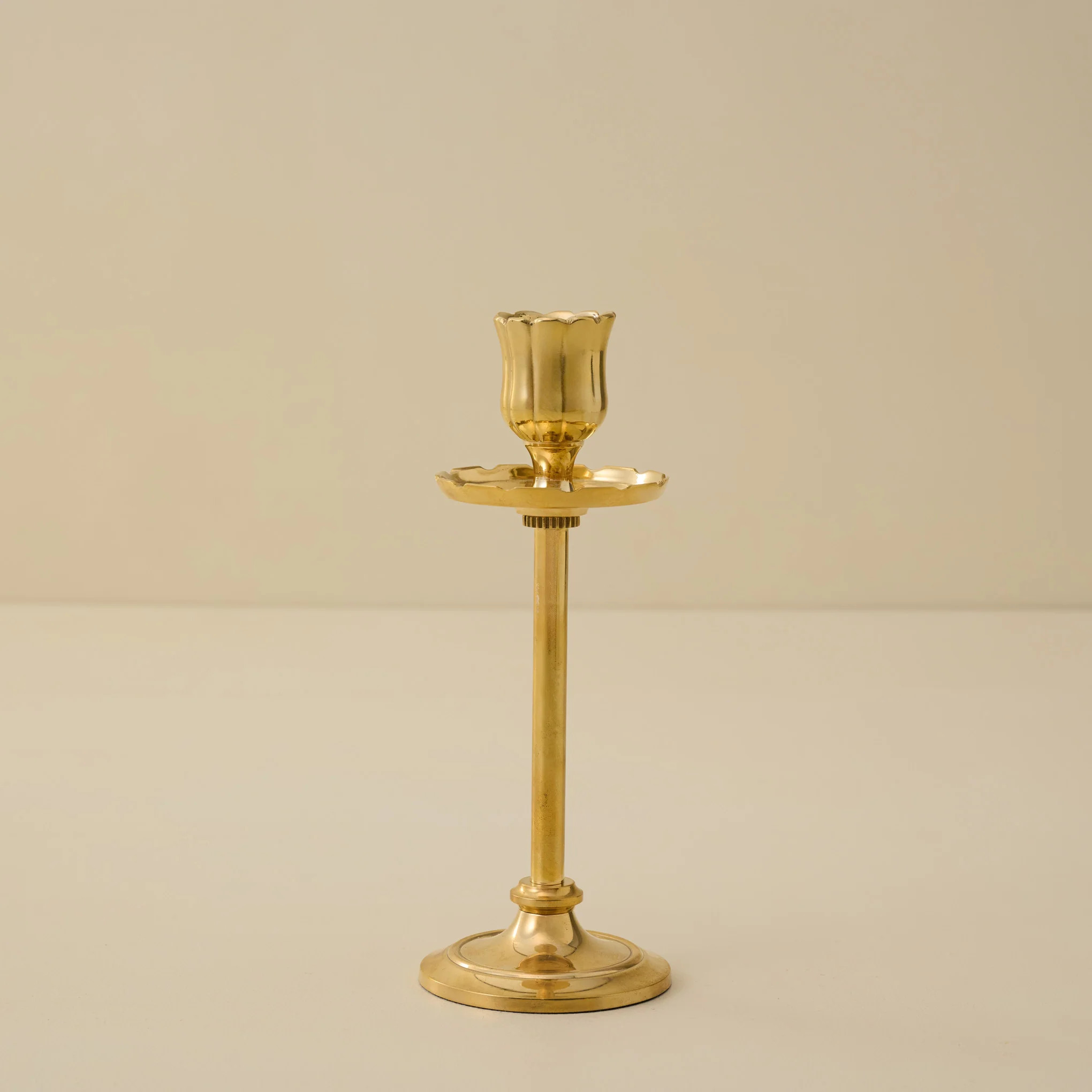 Solid Brass Floral Taper Holder | Magnolia