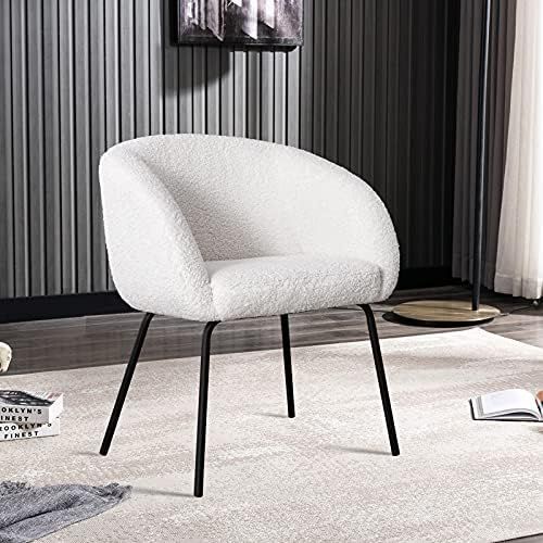 ONEVOG Sherpa Vanity Chair Modern Accent Chair, Comfy Upholstered Armchair for Dining, Makeup, Livin | Amazon (US)