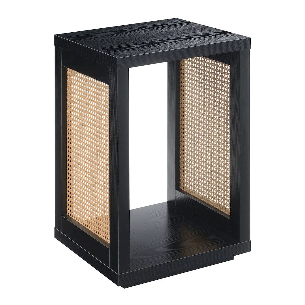 Northfield Admiral Weave End Table w/Shelf in Black Wood Finish and Beige Sides | Walmart (US)