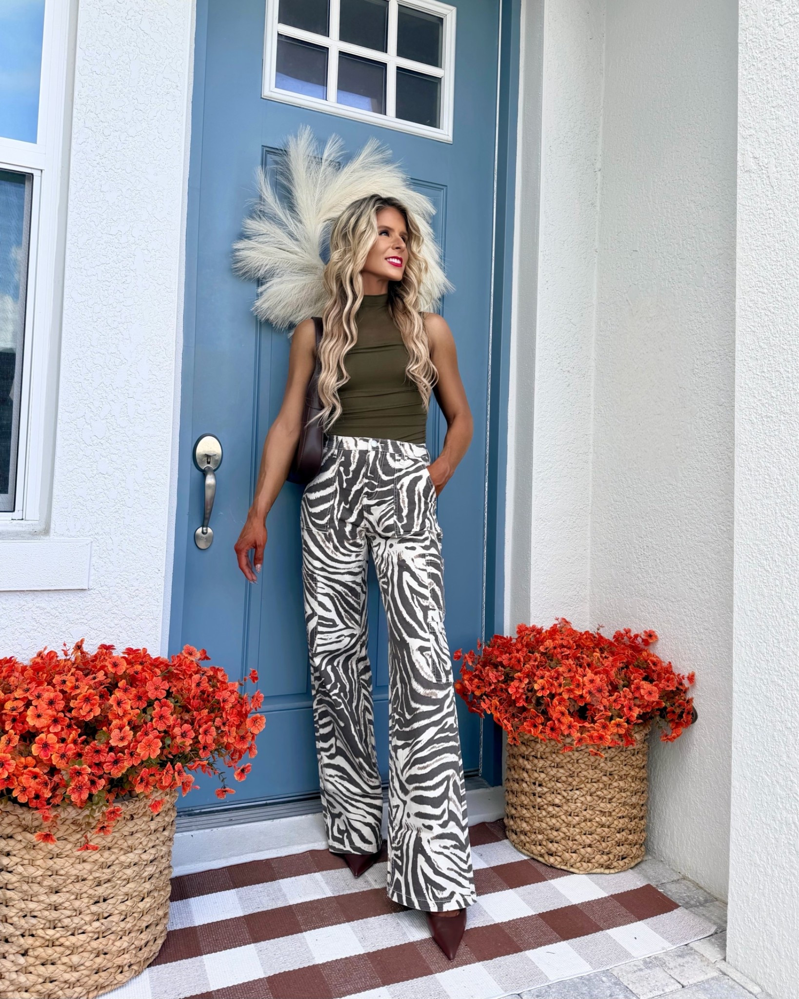 Trendy fall outfit - green mesh fall top + $17 @Walmart zebra jeans styled for a casual date night outfit! These best selling fall jeans come in camo, bandana, + animal prints. 

Casual outfit, casual fall outfit, petite fall outfit, fall fashion trends 2026, zebra pants, Walmart fall outfit

#LTKootd #LTKSaleAlert #LTKPetite