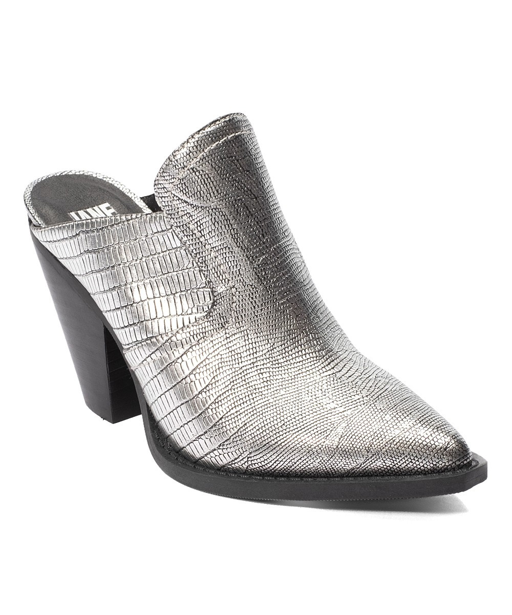 JANE AND THE SHOE Women's Mules SILVER - Silver Snake-Embossed Liesel Mule - Women | Zulily