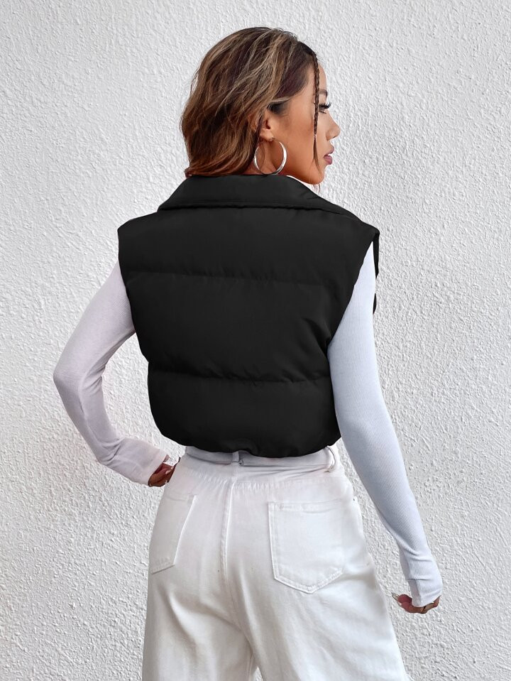 SHEIN EZwear Zipper Front Vest Padded Coat | SHEIN