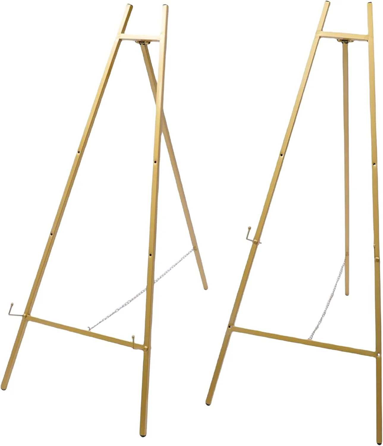 2Pcs Gold Foldable Floor Easel Stand Tall Steel Pipe Wedding Shops Display Rack | Walmart (US)