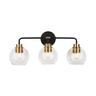 Vista Heights 3-Light Aged Bronze and Brass Vanity Light | The Home Depot