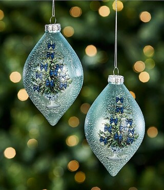 Southern Living Merry and Bright Collection Bow Tree Glass Finial Ornament, Set of 2 | Dillard's | Dillard's