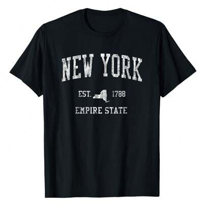 New York T-Shirt Vintage Sports Design New Yorker NY Tee T-Shirt Women's Short-Sleeved T-Shirt, Fashionable Cotton, Comfortable And Versatile. | SHEIN