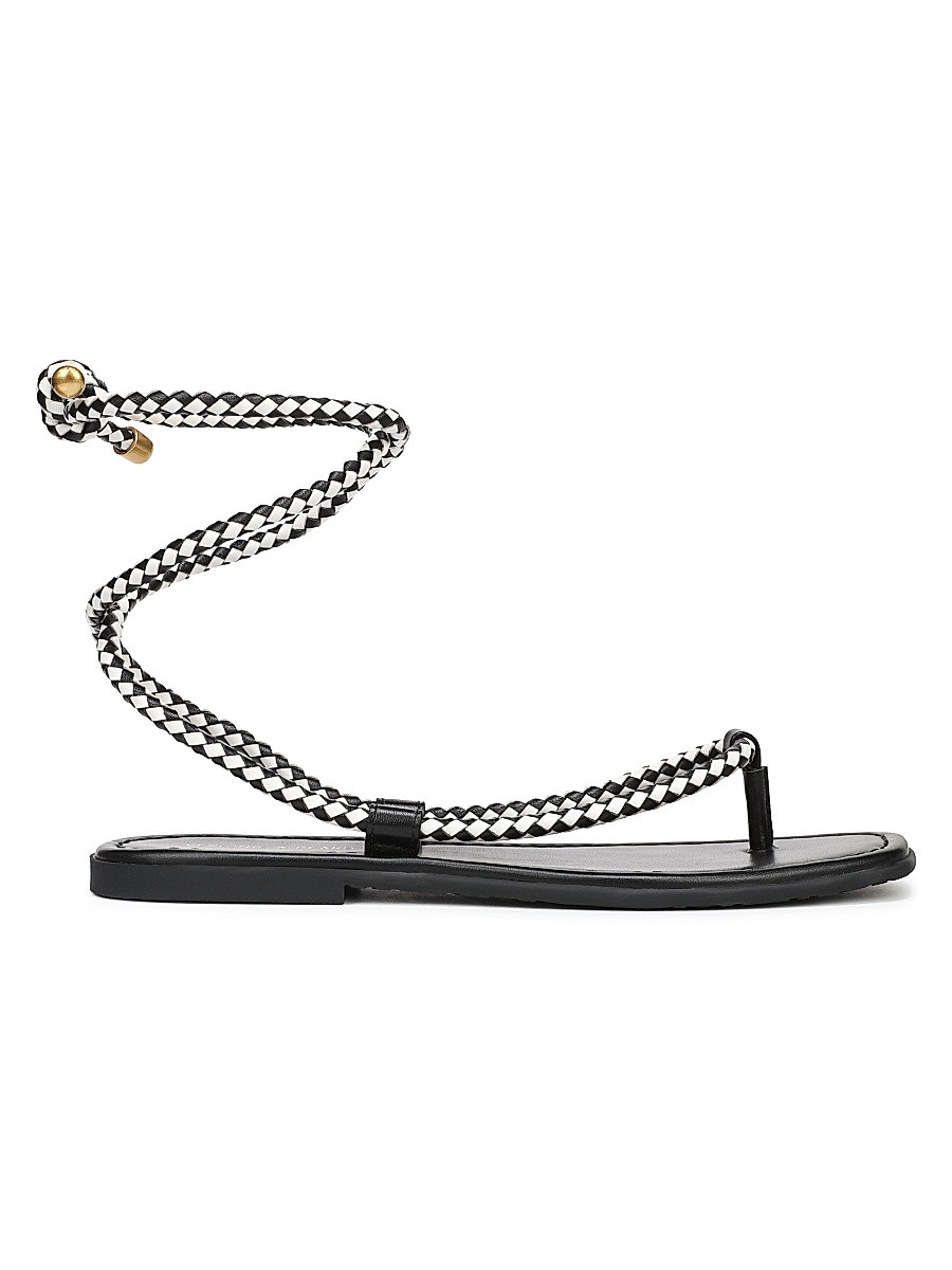 Women's Carmina Woven Cord Ankle-Wrap Sandals - Black Coconut - Size 9 | Saks Fifth Avenue