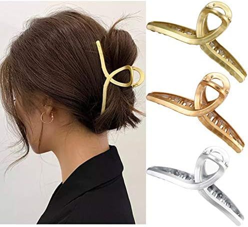 Claw Hair Jaw Clips Barrettes - 3 Pcs No Slip Claw Clip Hair Clamp Grips for Women Girls Jaw Clip... | Amazon (US)