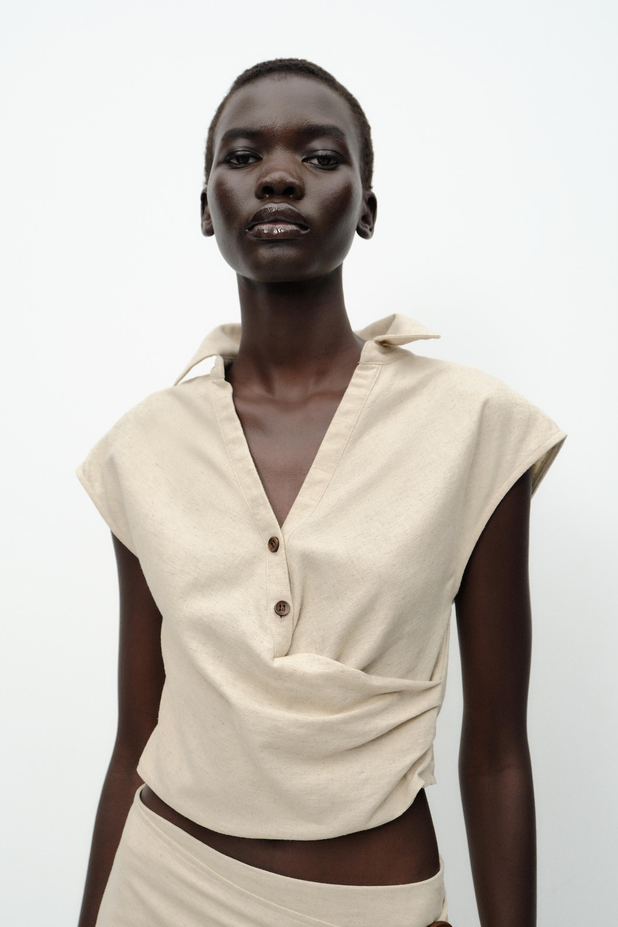 PLEATED LINEN TOP | Zara US