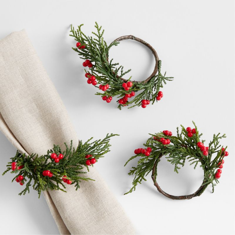 Christmas Red Berry Branch Napkin Ring + Reviews | Crate & Barrel | Crate & Barrel