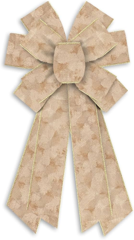 Large Christmas Bow for Wreath, Champagne Velvet Christmas Wreath Bow for Front Door Wall Fence D... | Amazon (US)