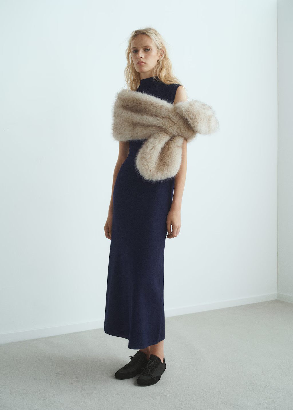 Perkins-neck knitted dress navy - Woman - 6 - MANGO | Mango (US/MX/AU)