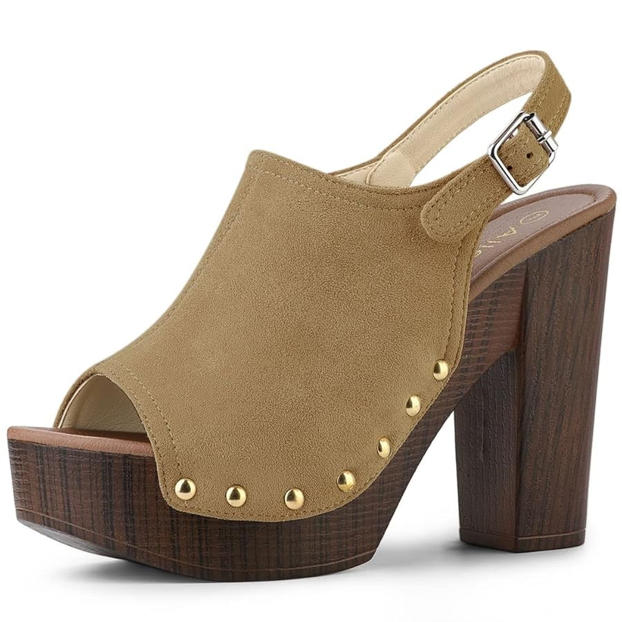 Allegra K Women's Open Toe Slingback Platform Chunky Heels Sandals | Amazon (US)