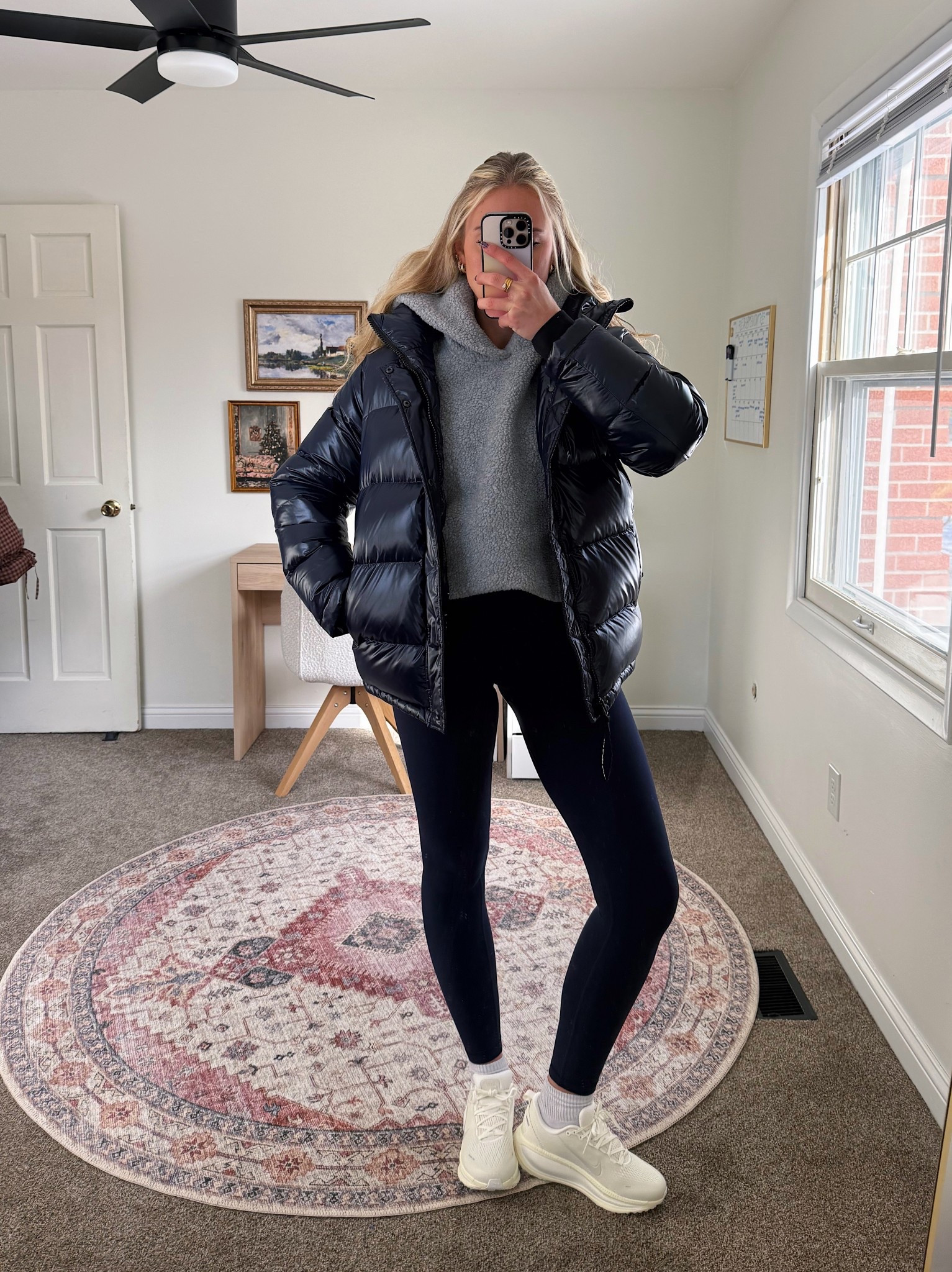 Comfy Sunday walk ootd ☕️🫐❄️🍂 medium in the coat, large in the Sherpa, small in the leggings!