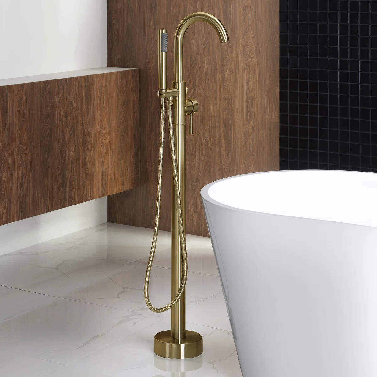 Cove 1 Handle Bathroom Freestanding Tub Filler with Diverter F-0007 | Wayfair North America
